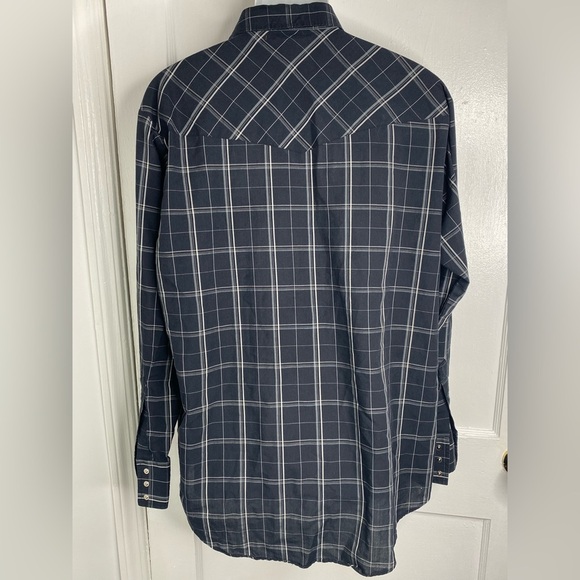 PLAINS WESTERN WEAR LT Men's BlackPearl Button Plaid Shirt Pictured AS IS - Picture 3 of 4